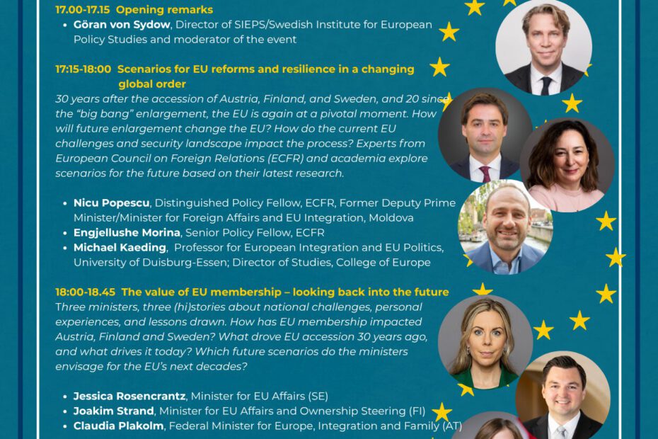 Flyer zu dem Seminar mit dem Titel "30 years in the EU: Looking back into the future", das am 17. November 2025 stattfindet.