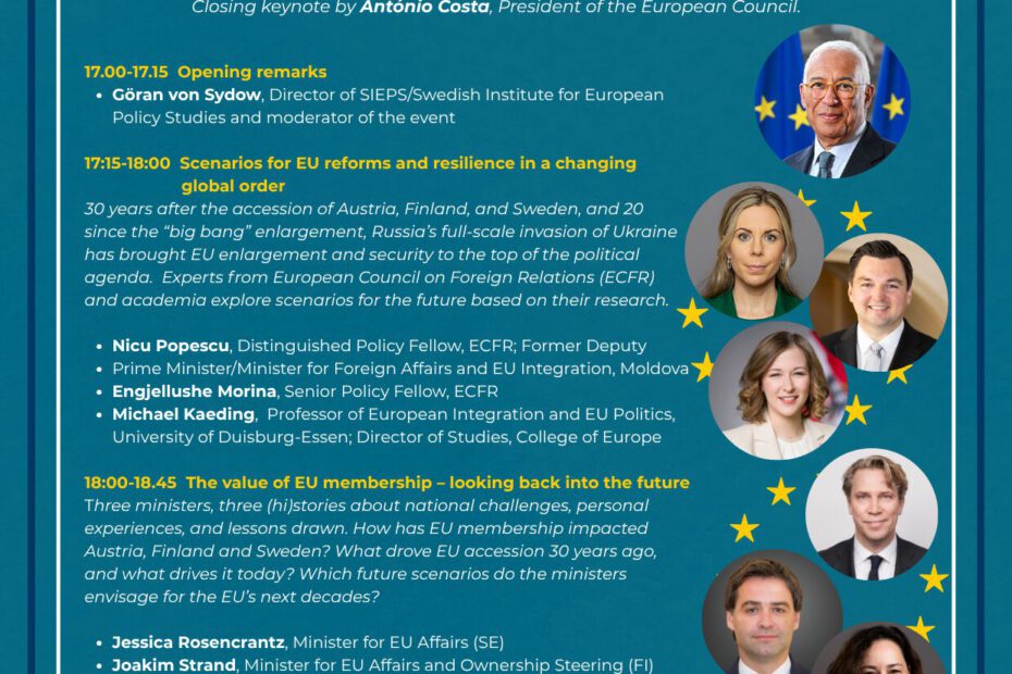 Flyer zu dem Seminar mit dem Titel "30 years in the EU: Looking back into the future", das am 17. November 2025 stattfindet.